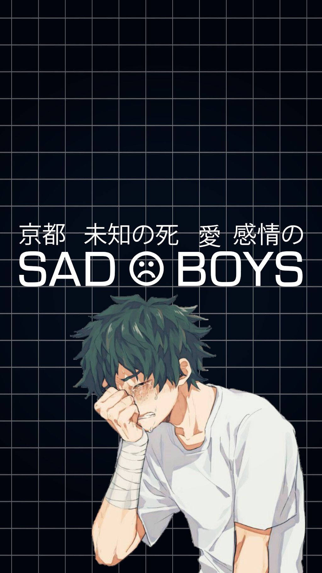 Izukumidoriya Anime Boy Sad Aesthetic - Izuku Midoriya Anime Boy Sorglig Estetisk. Wallpaper