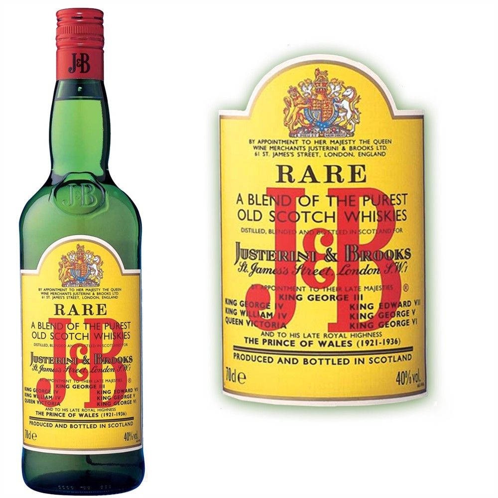 The iconic J&B Scotch Whisky bottle displaying its distinctive logo Wallpaper