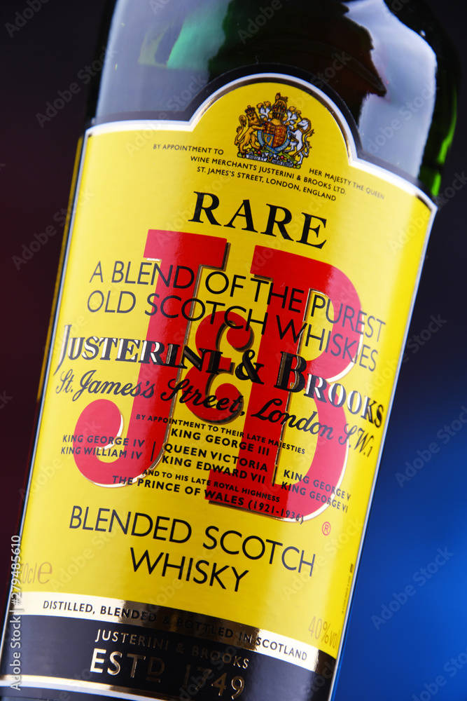 Close-up View of J&B Blended Scotch Whisky Bottle Label Wallpaper