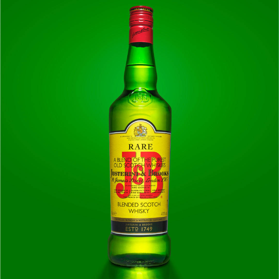 J&B Rare Scotch Whisky Bottle Grøn Detaljeret Tapet Wallpaper