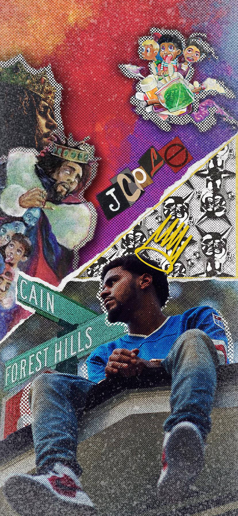 J Cole Artsy Collage Background