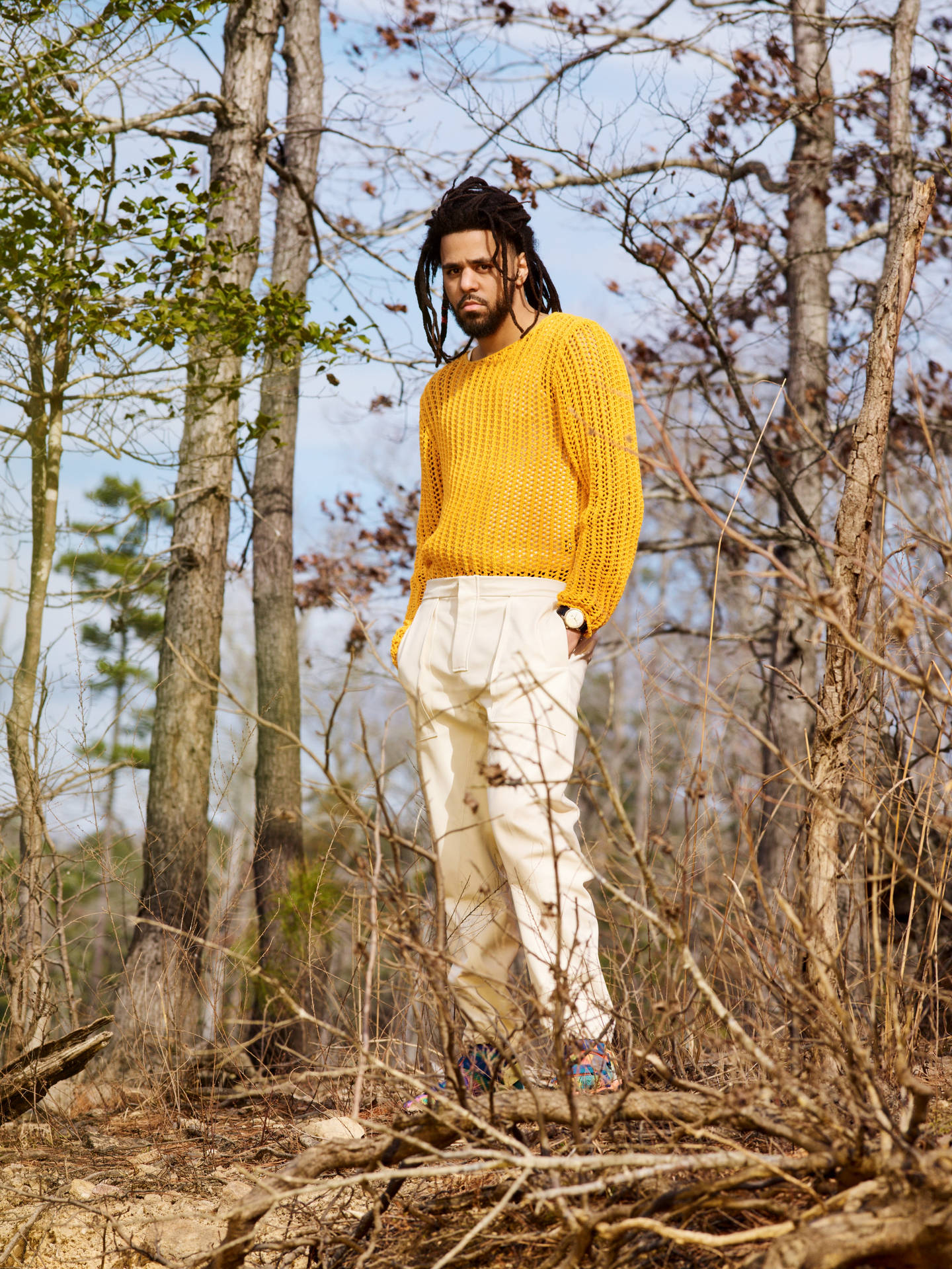 J Cole Yellow Sweater Background