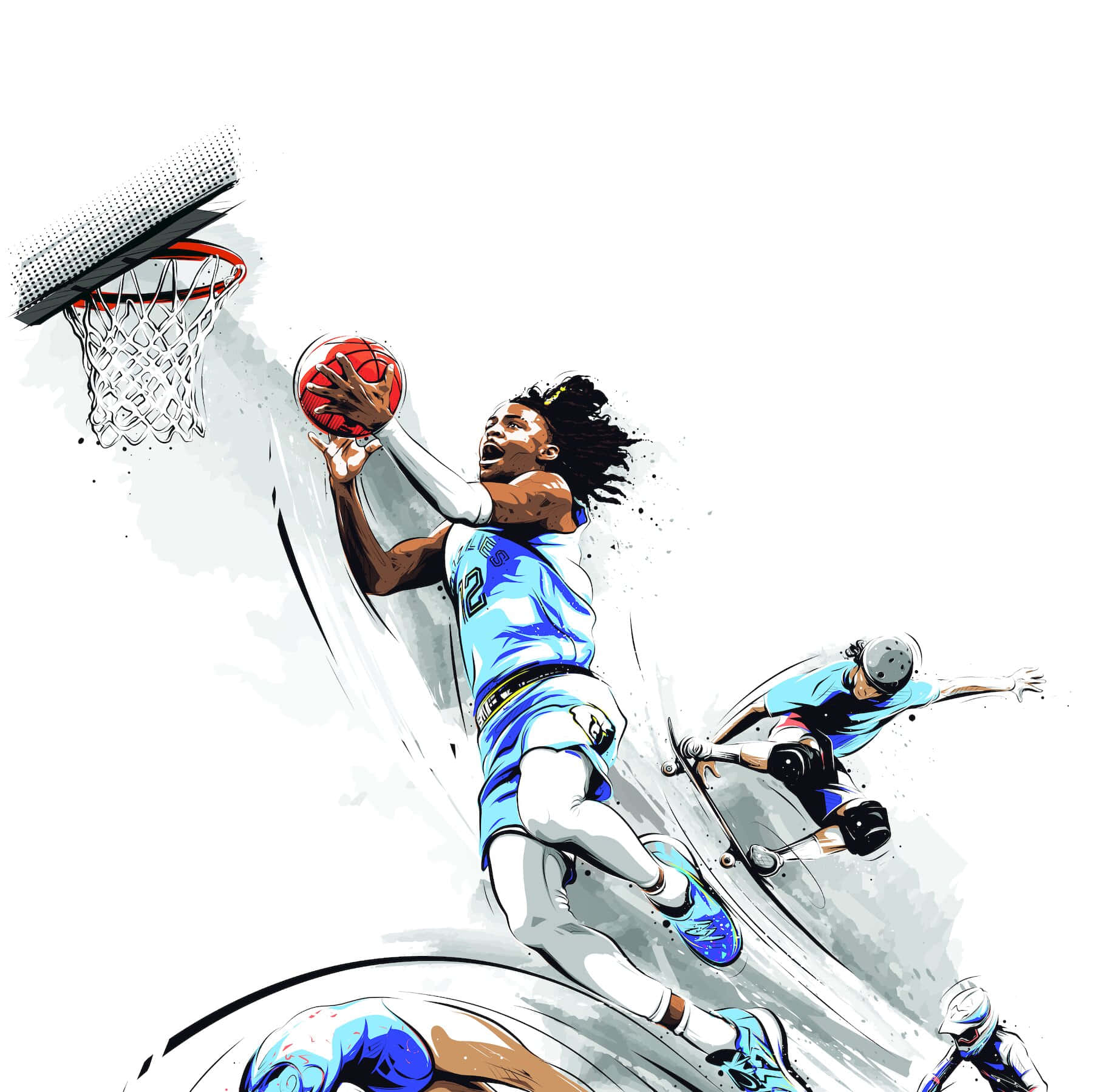 A Basketball Player Is Jumping Into The Air