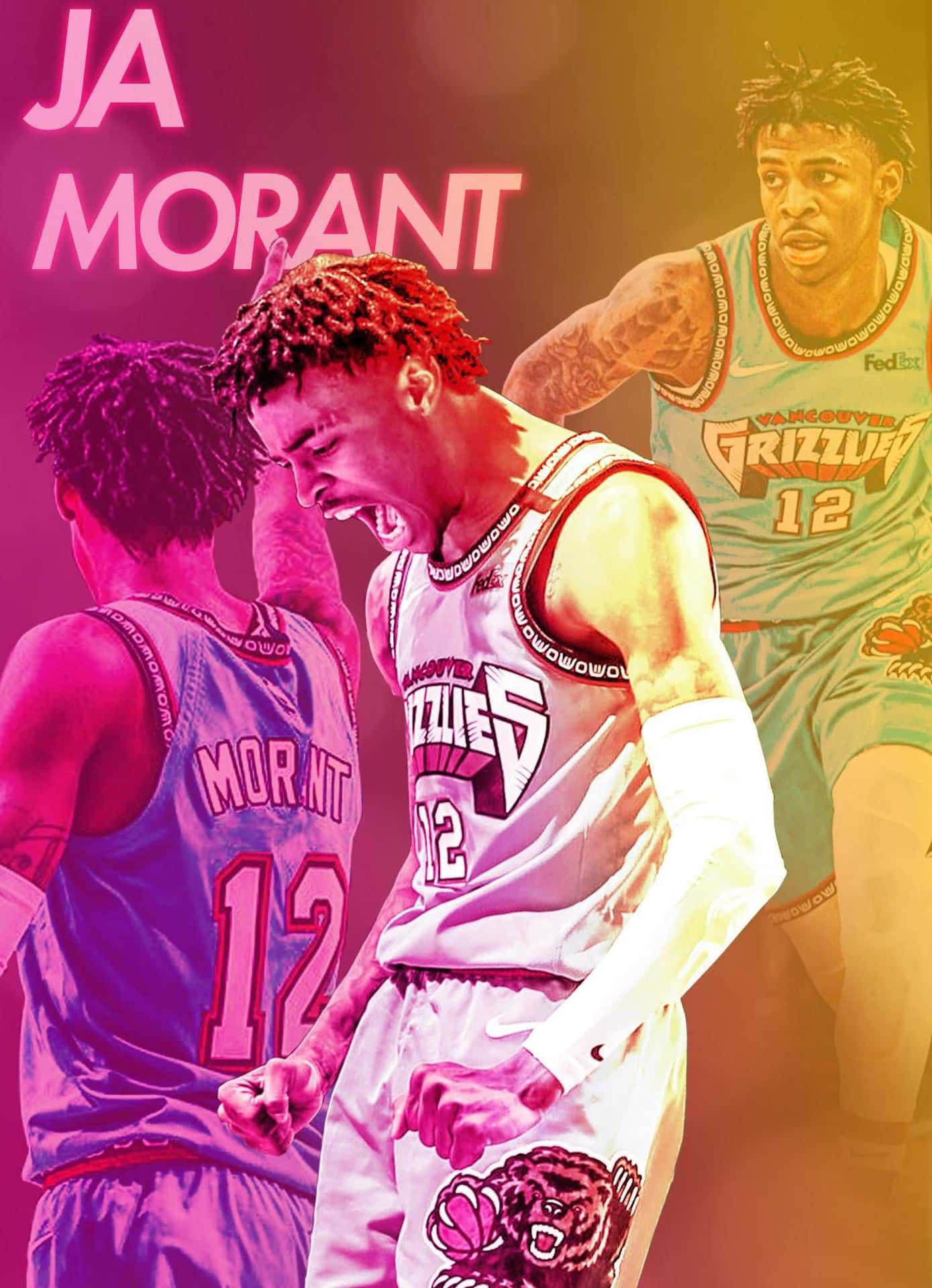 Ja Morant Basketball Collage Wallpaper