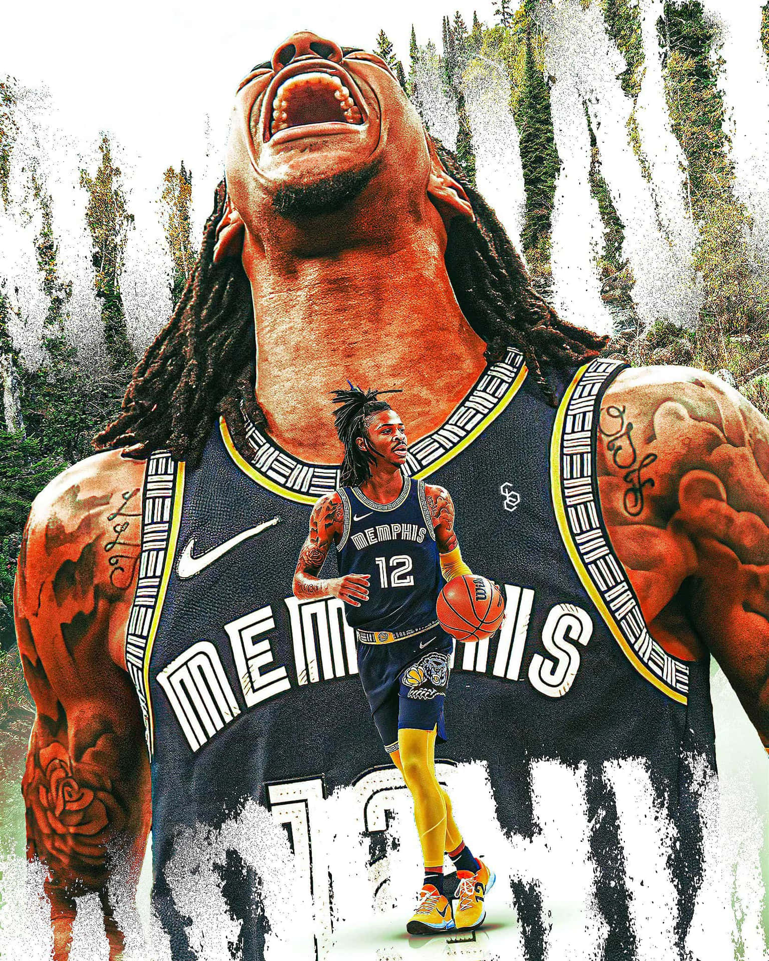 Karya Seni Ja Morant Memphis Grizzlies Wallpaper