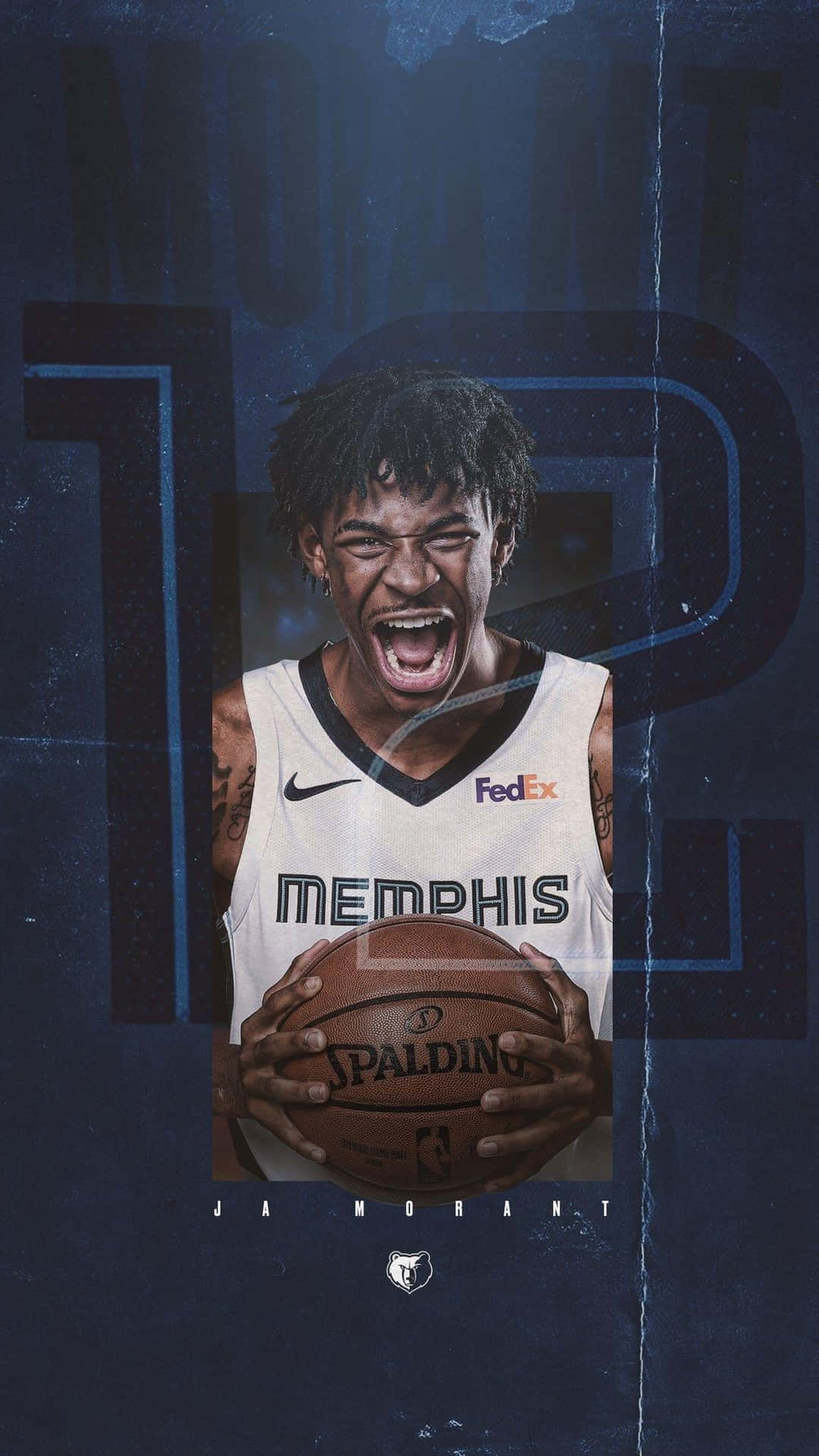 En plakat med et billede af en basketballspiller, der skyder. Wallpaper