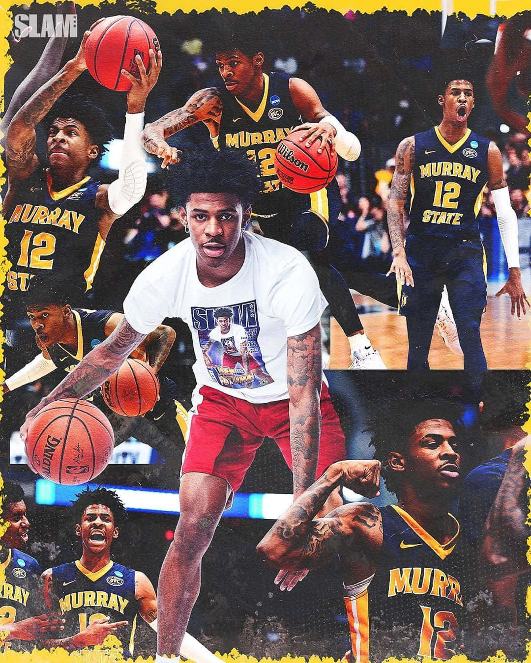 A Collage Of Basketball Players In Action Wallpaper