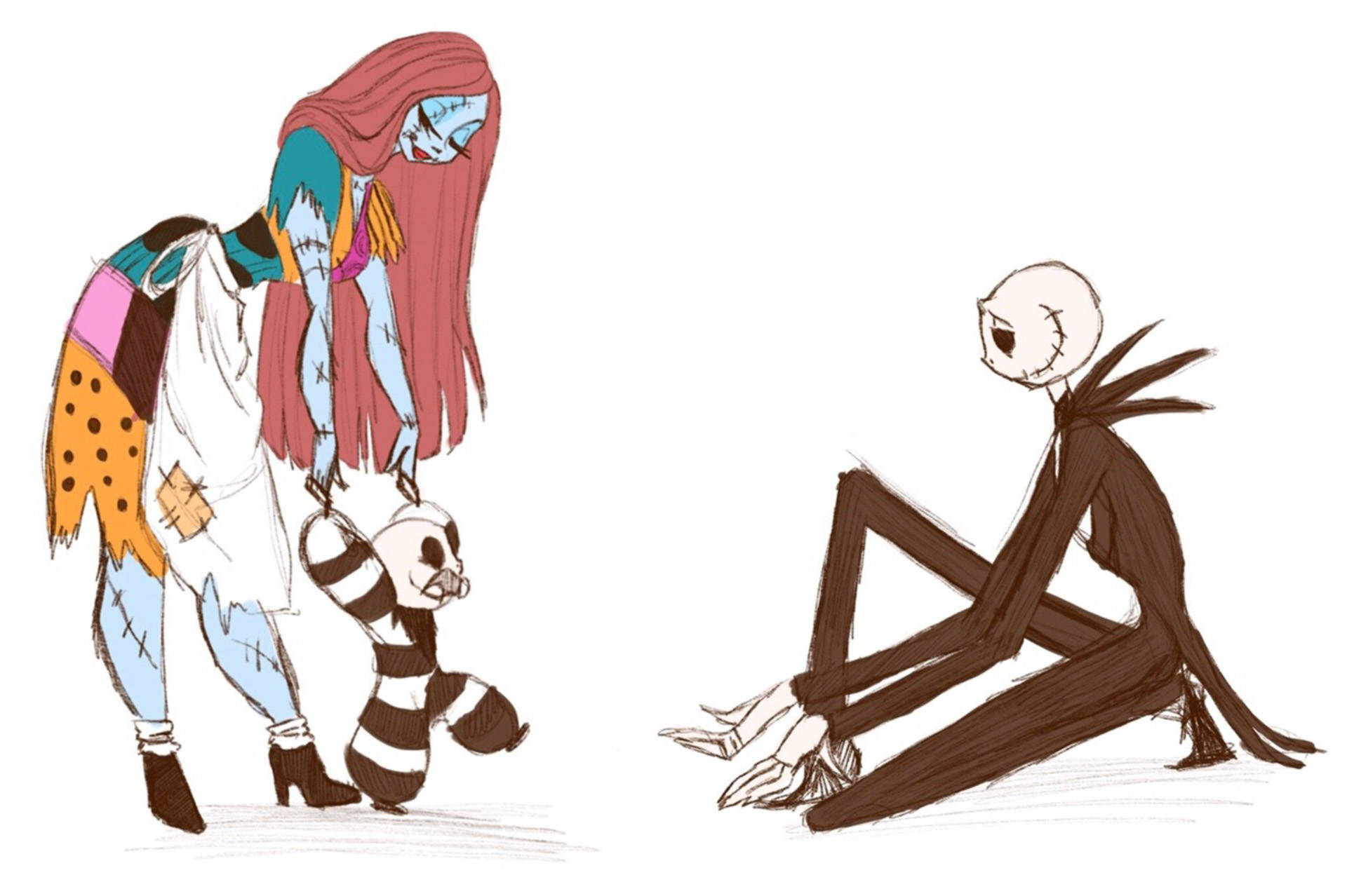 Jack And Sally Family Art Wallpaper