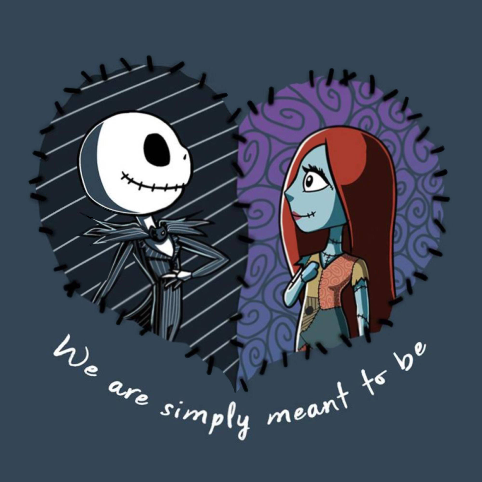Jack And Sally Stitched Heart Wallpaper