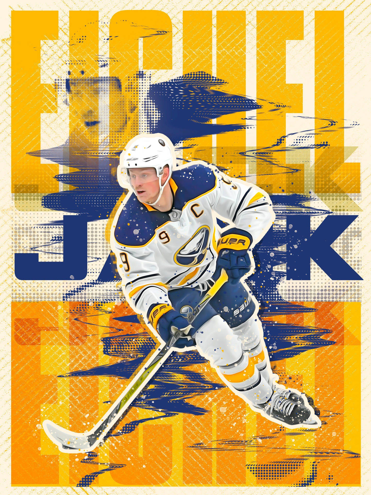 Jack Eichel Buffalo Sabres Blue And Yellow Artistic Wallpaper