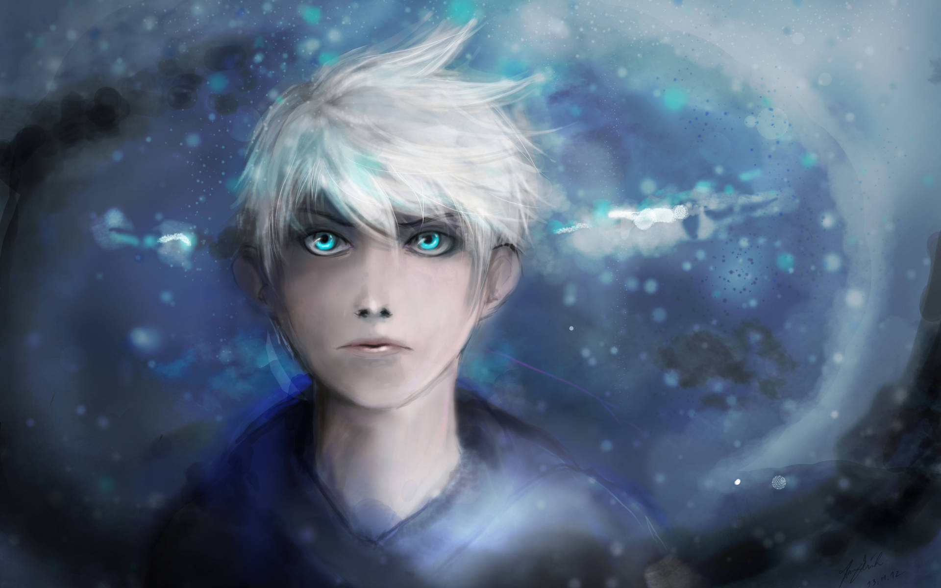 A Boy With Blue Eyes And White Hair Wallpaper