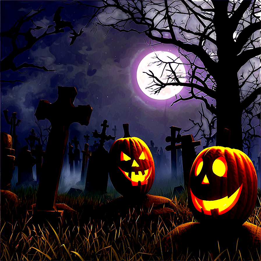 Jack O Lantern In Graveyard Png 05252024 PNG