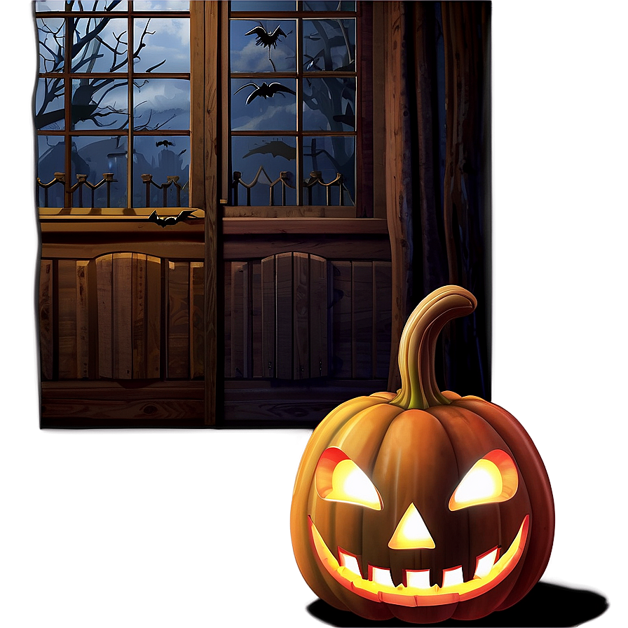 Jack O Lantern In Haunted House Png Nbx PNG