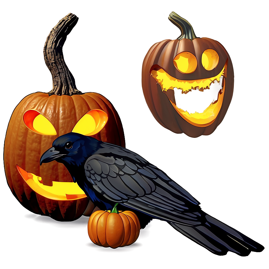 Jack O Lantern With Crow Png 05252024 PNG