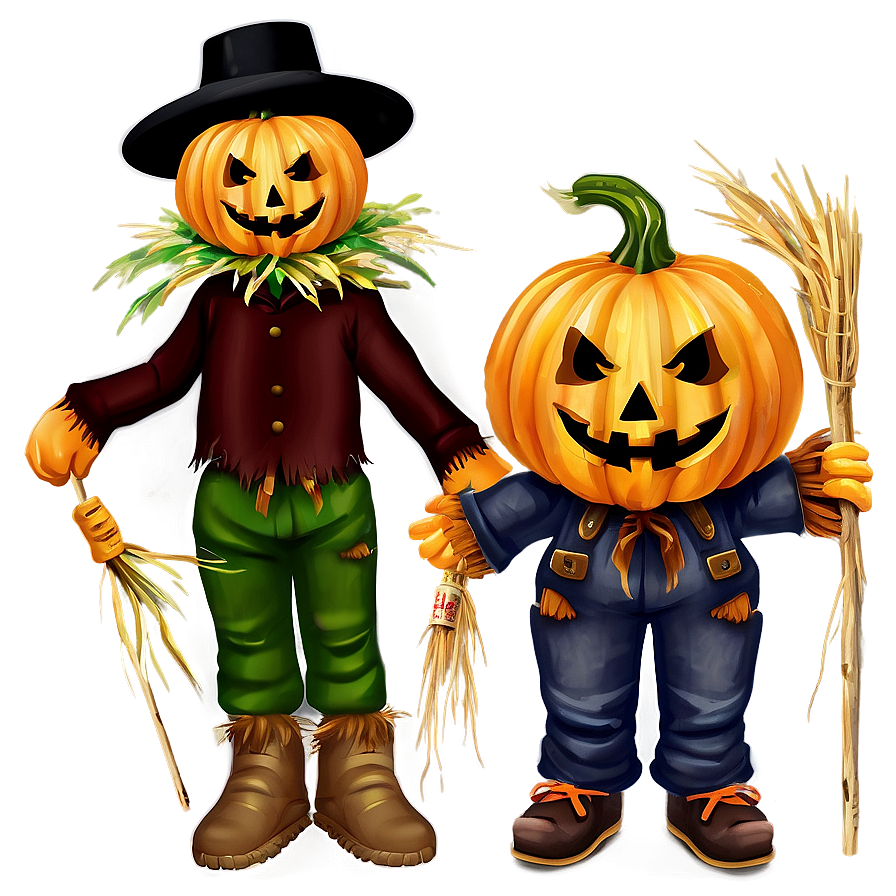 Jack O Lantern With Scarecrow Png 05252024 PNG
