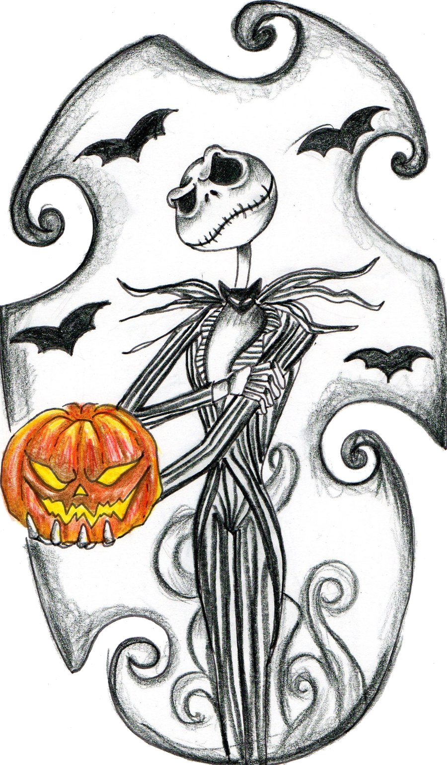 Jack Skellington Halloween Pumpkin Tattoo Design PNG
