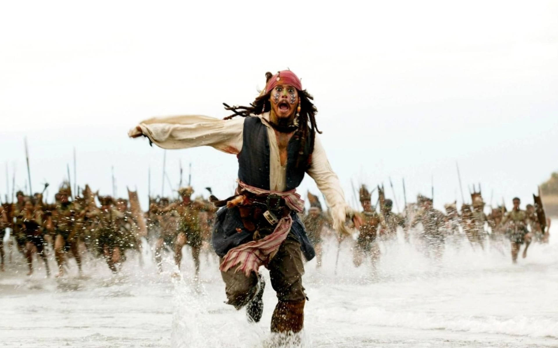 Jack Sparrow Running From Tribes Wallpaper