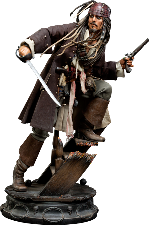 Jack Sparrow Statue Action Pose PNG