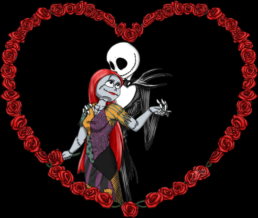 Jackand Sally Heart Frame PNG