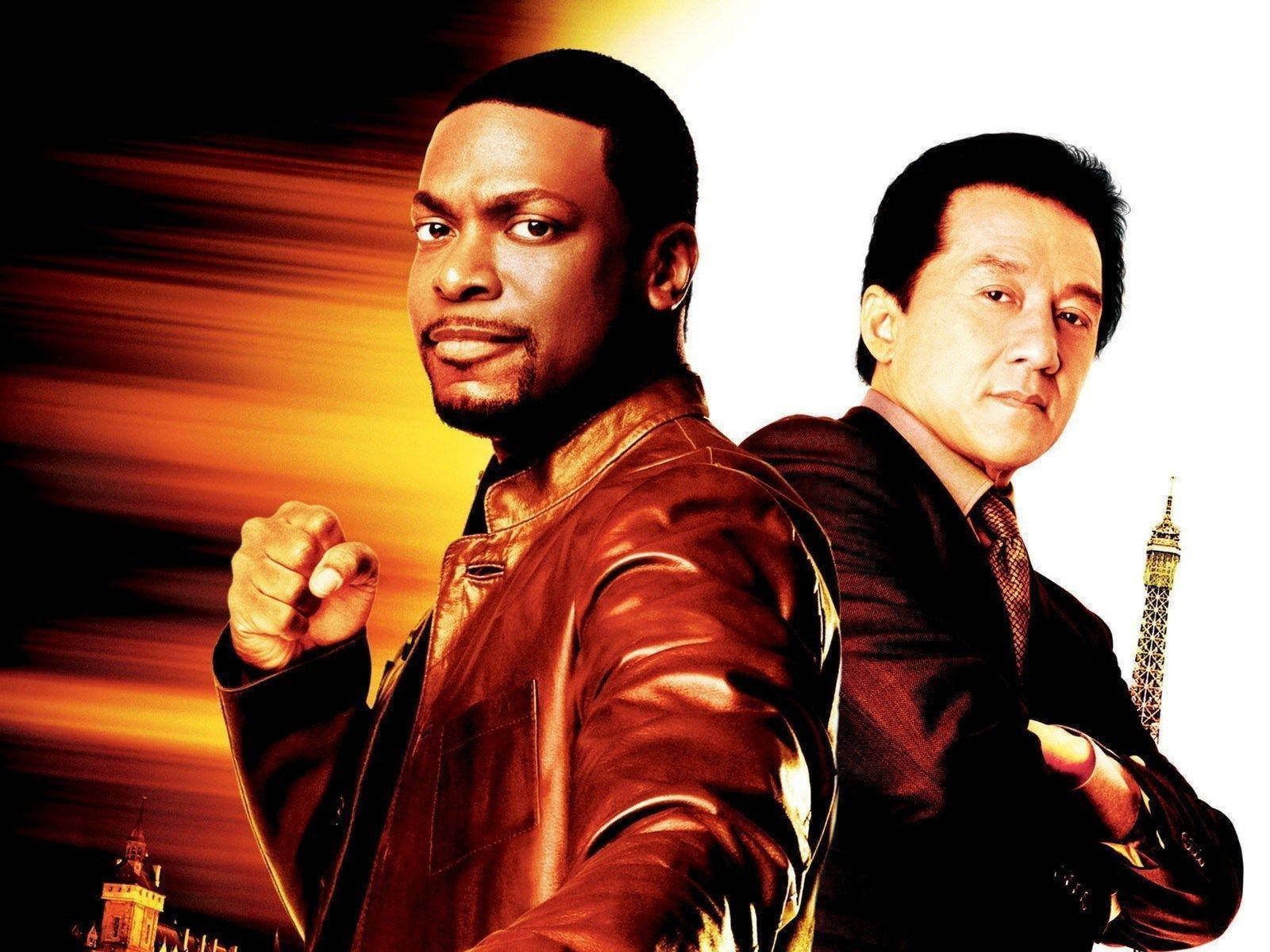 Jackie Chan og Chris Tucker duellerer i Rush Hour Wallpaper