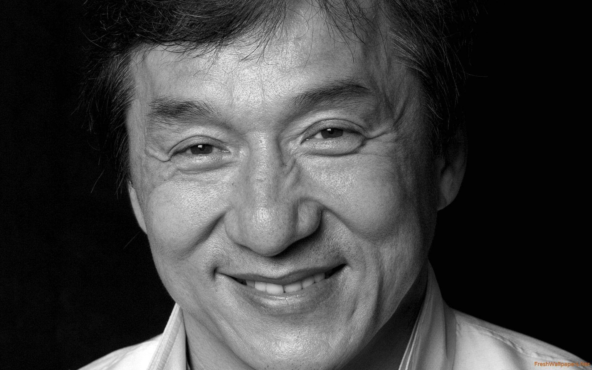 Jackie Chan Black And White Close Up Wallpaper