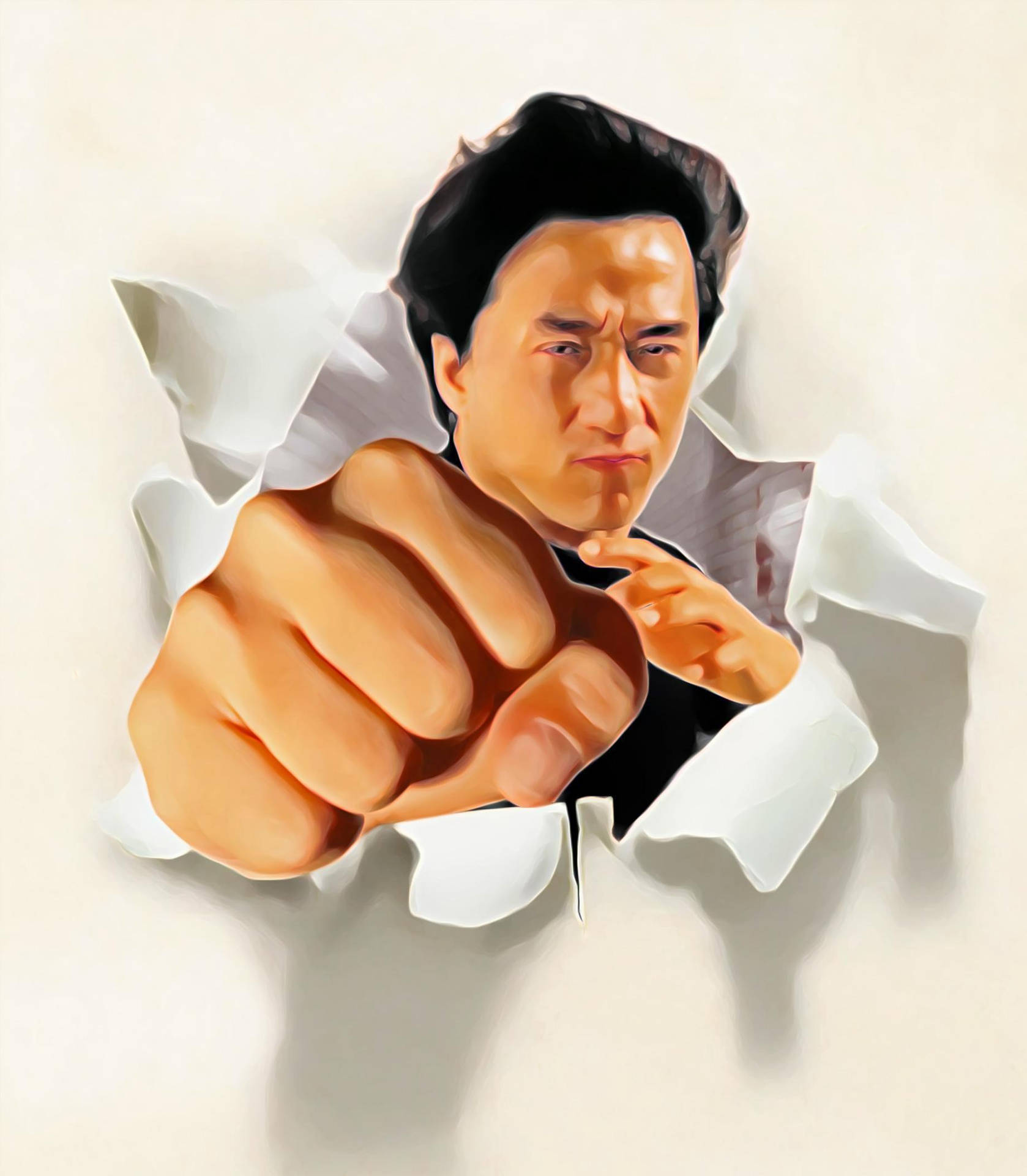 Jackie Chan Punch Kunst Skrivebords Tapet Wallpaper