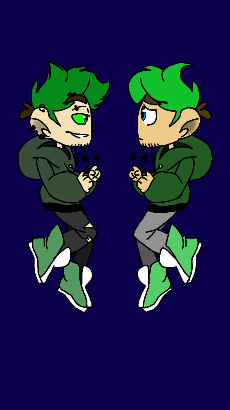 Jacksepticeyeantisepticeye Spegling (for A Computer Or Mobile Wallpaper Featuring A Mirrored Image Of Jacksepticeye And Antisepticeye) Wallpaper