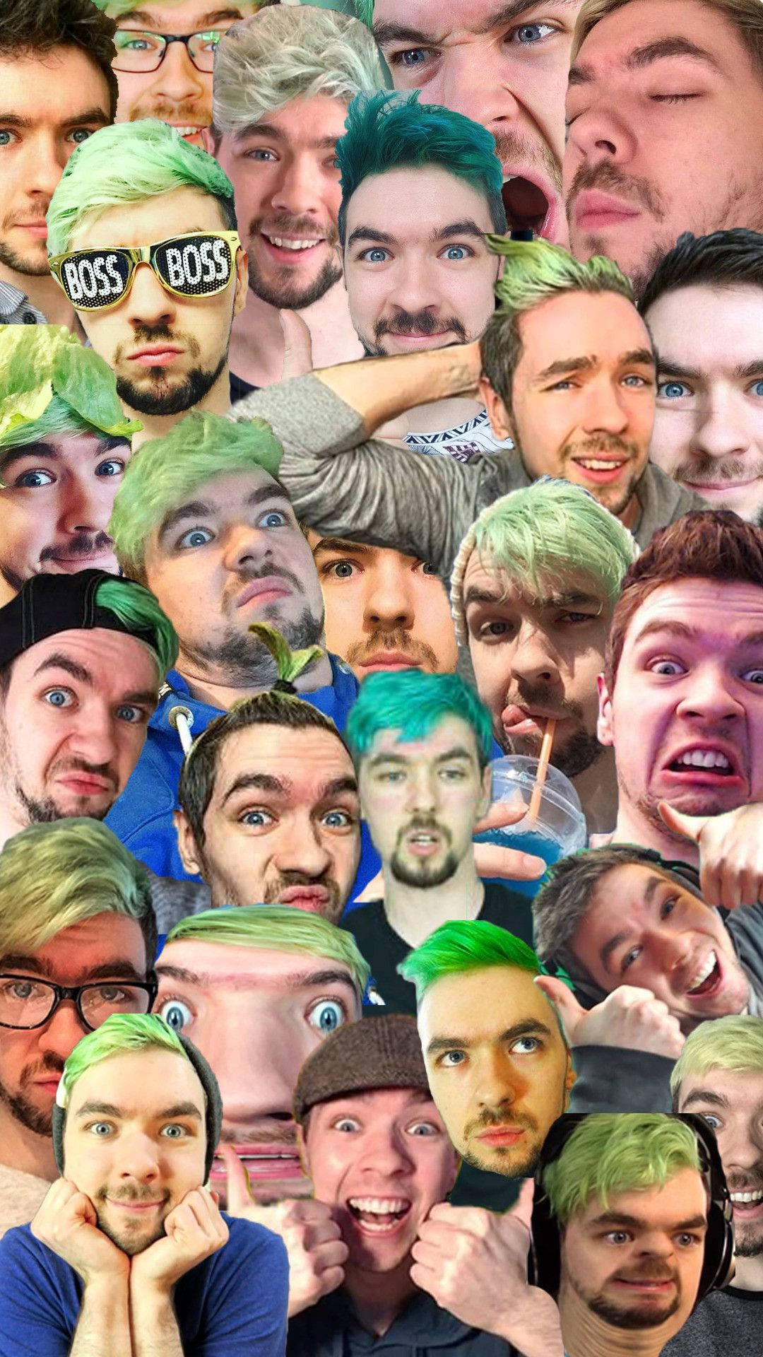 Jacksepticeyeansiktskollage. (note: If This Is Referring To A Computer Or Mobile Wallpaper, It Would Be 
