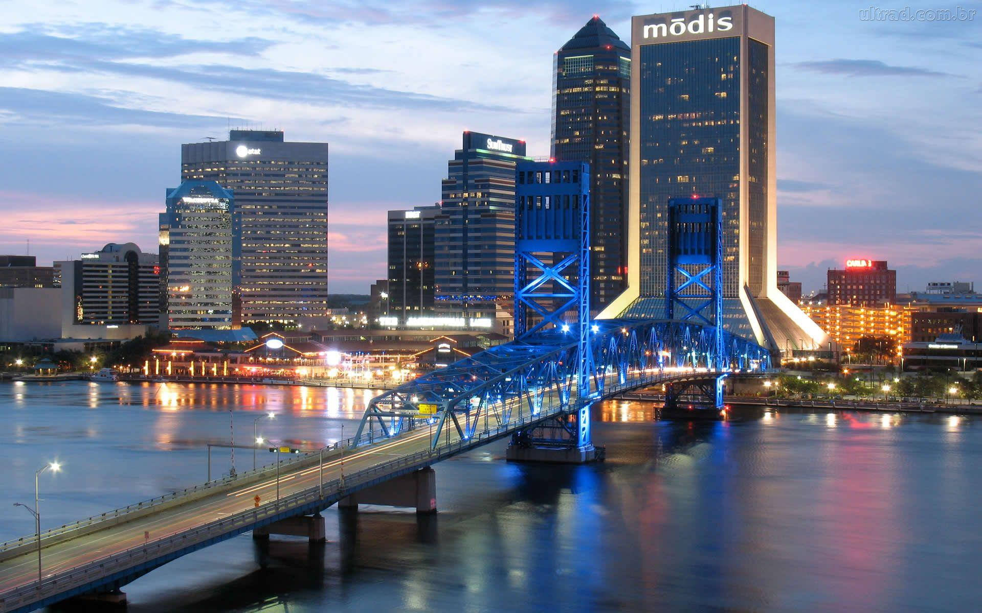 Jacksonville Modis Building And Bridge Wallpaper