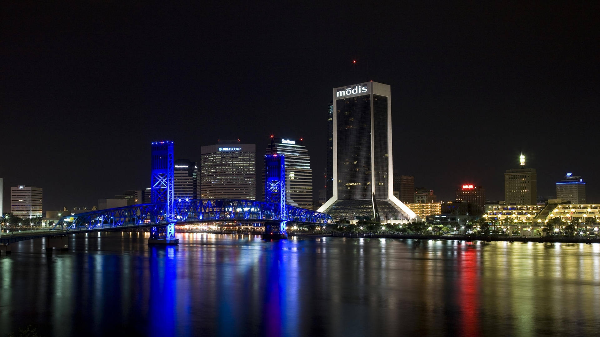 Jacksonville Night Skyline Modis Building Wallpaper
