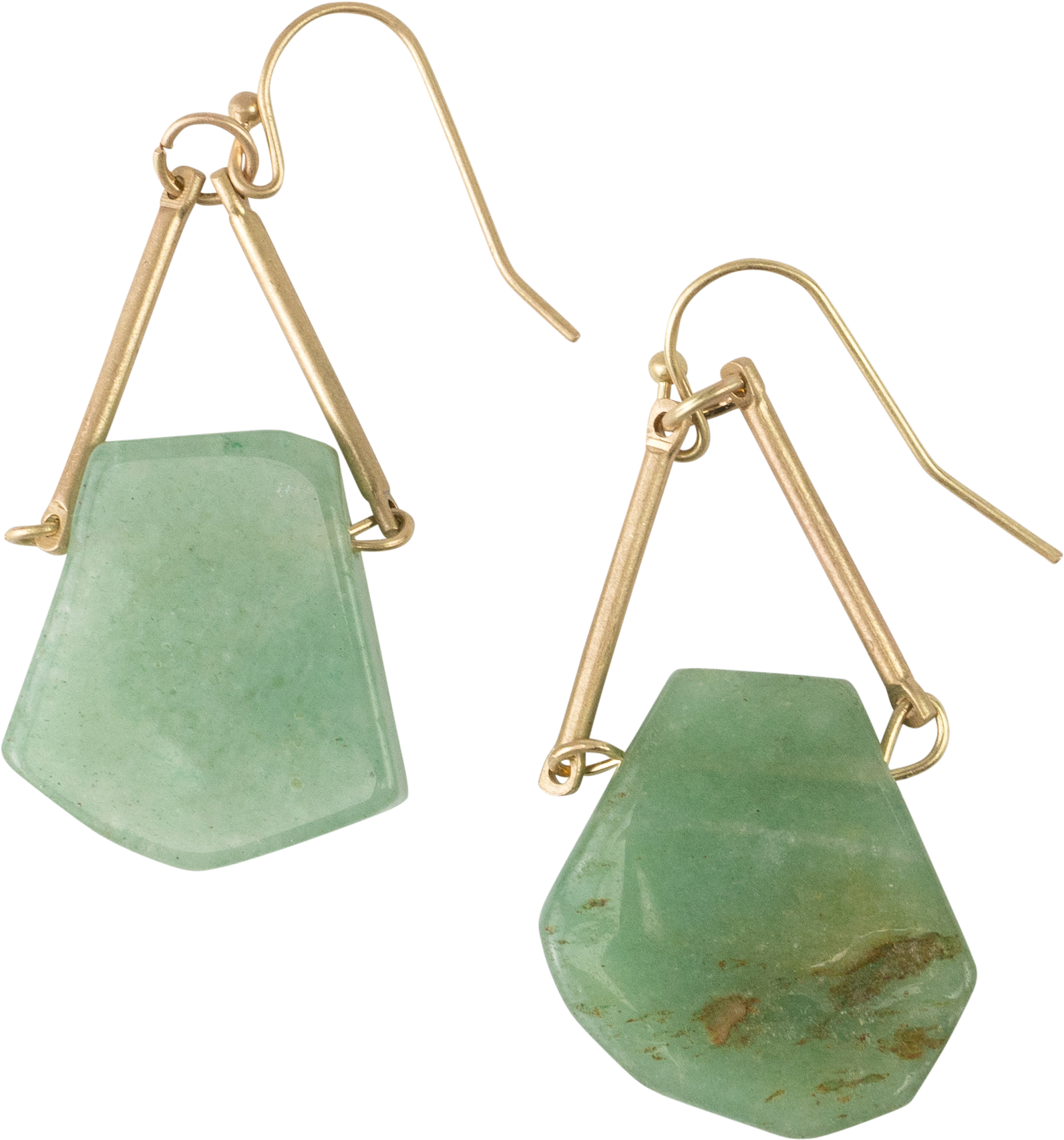 Jade Earrings Gold Hooks PNG