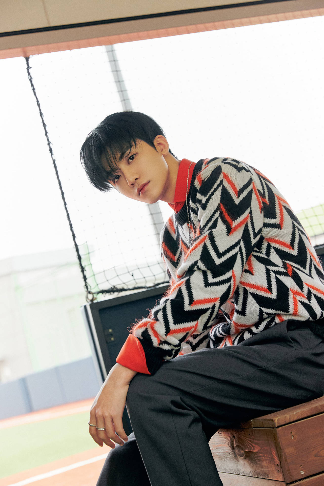 Jaemin NCT Wearing A Printed Sweater Wallpaper