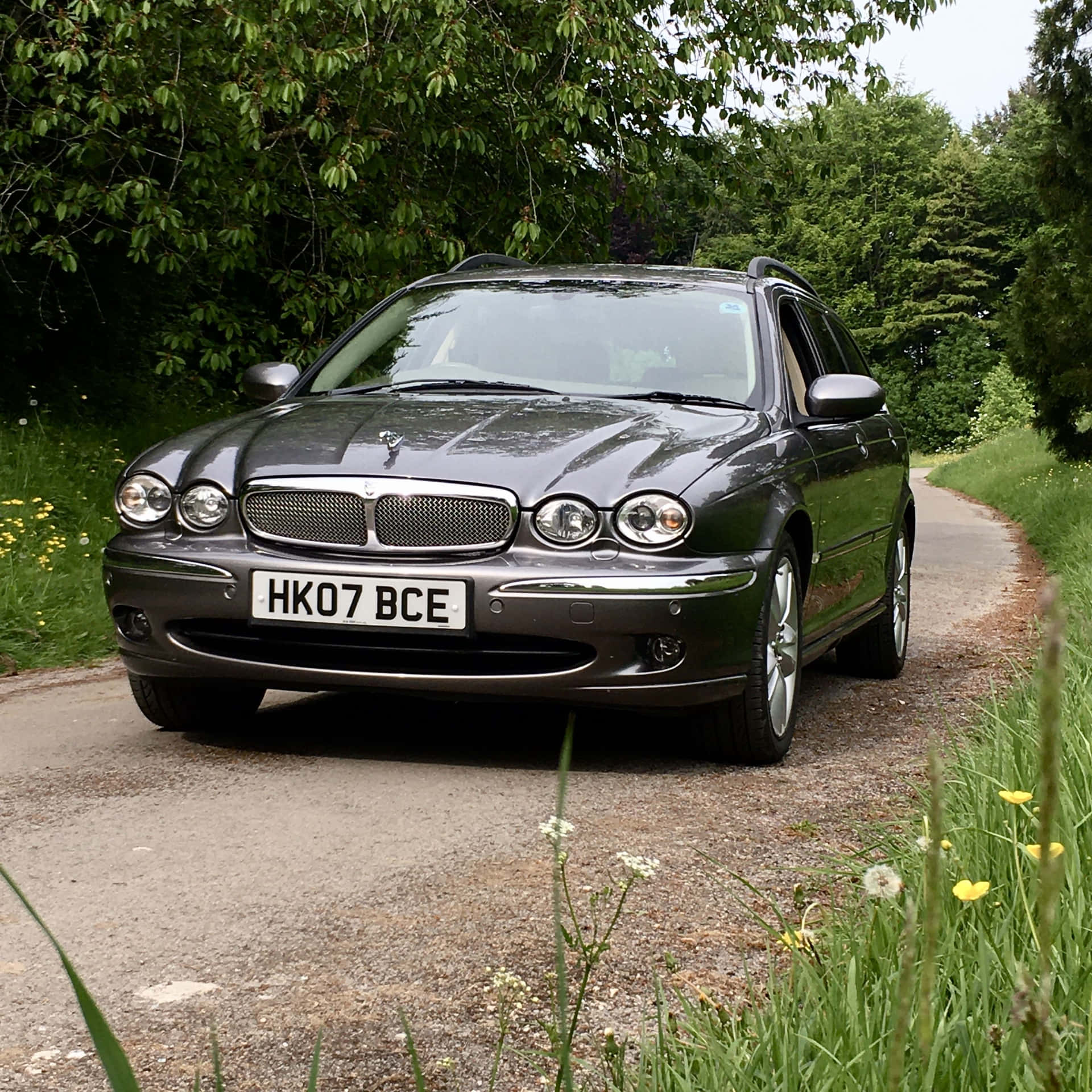A Stunning Image of Jaguar X-Type on the Road Wallpaper