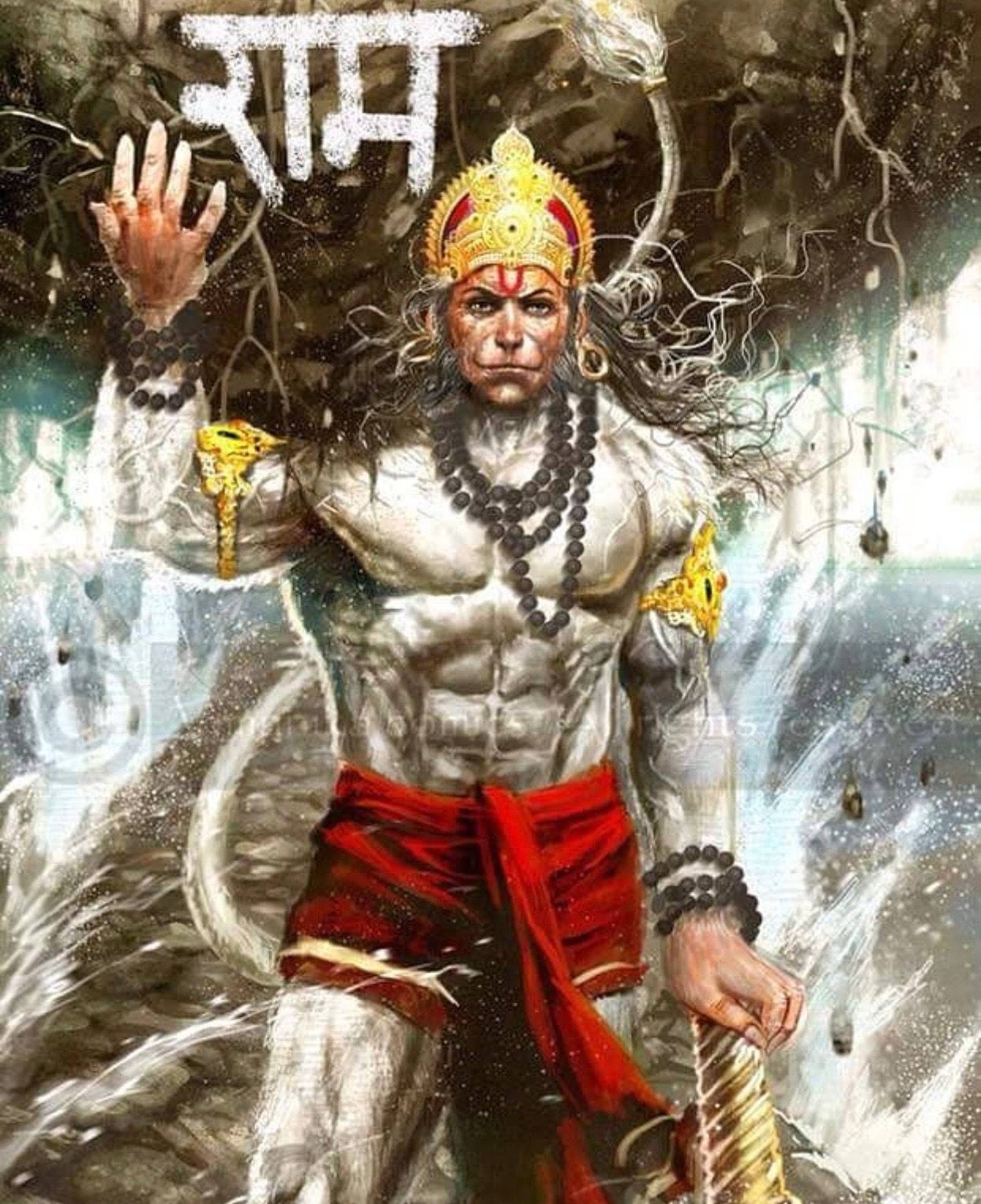 Download Jai Hanuman Grey Art Wallpaper 
