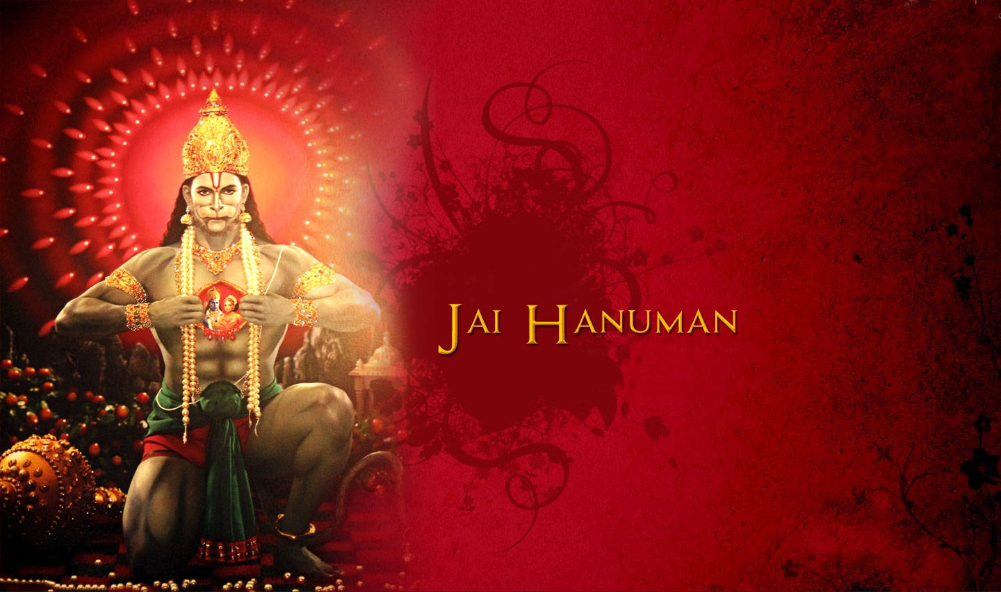 Jai Hanuman Red Abstract Wallpaper