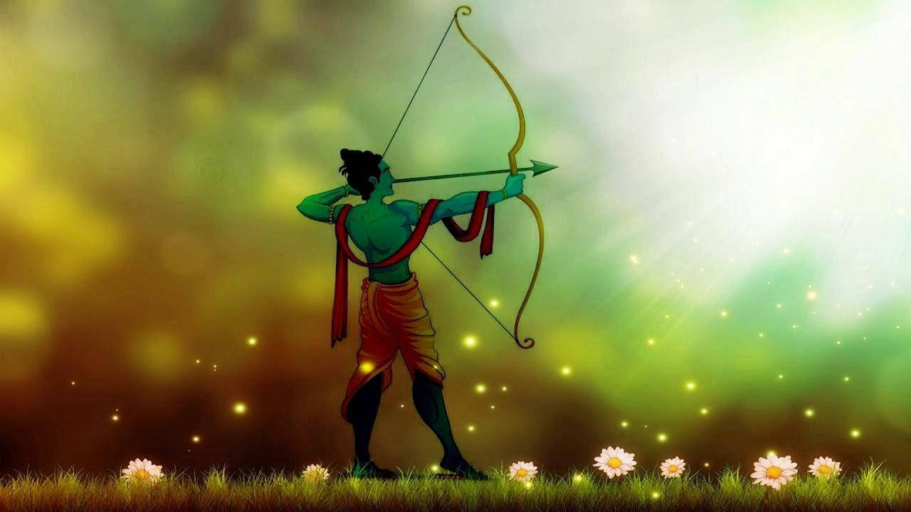 Jaishri Ram Com Rama Apontando O Arco E A Flecha. Papel de Parede