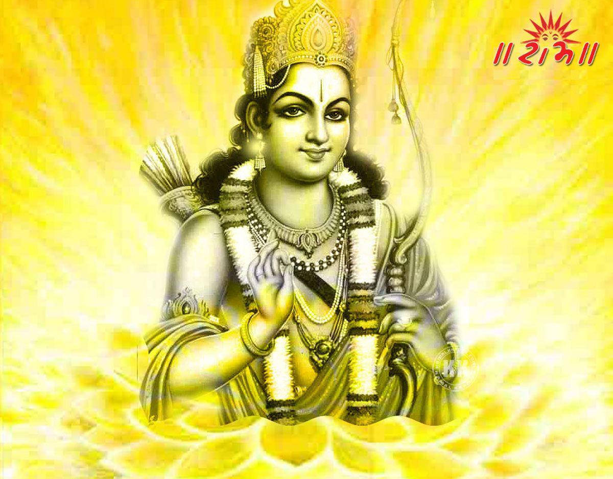 Jai Shri Ram Rama On Yellow Lotus