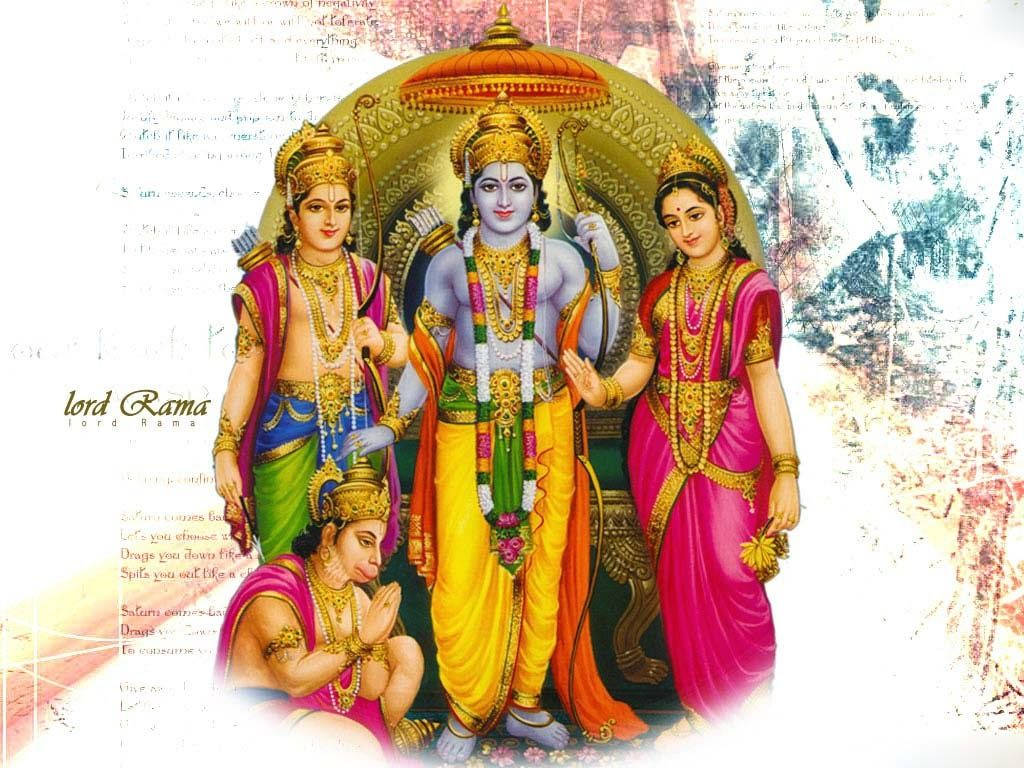 Jai Shri Ram Ramayana Characters On Faded Page