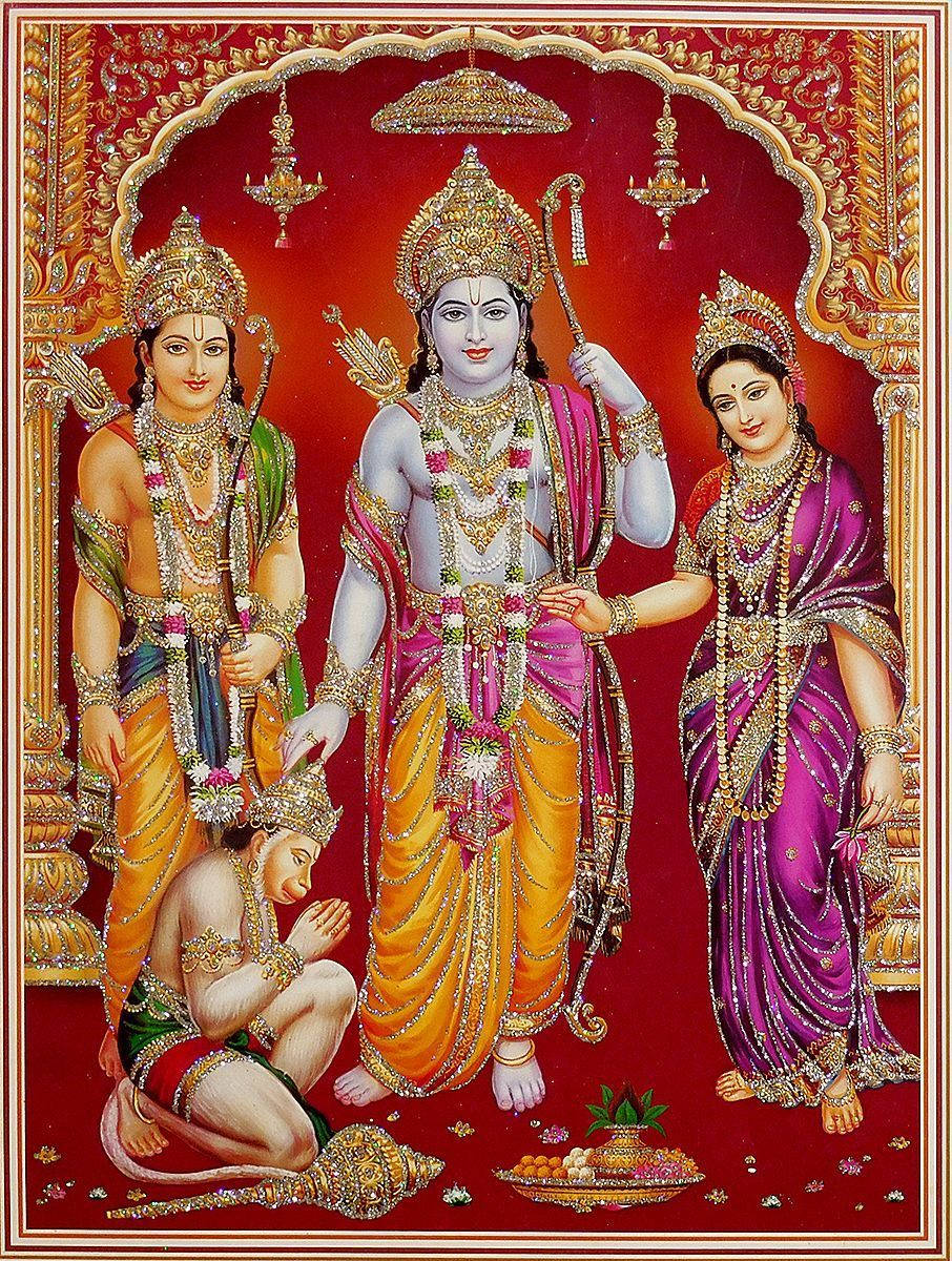 Jai Shri Ram Ramayana Characters Under Golden Arc