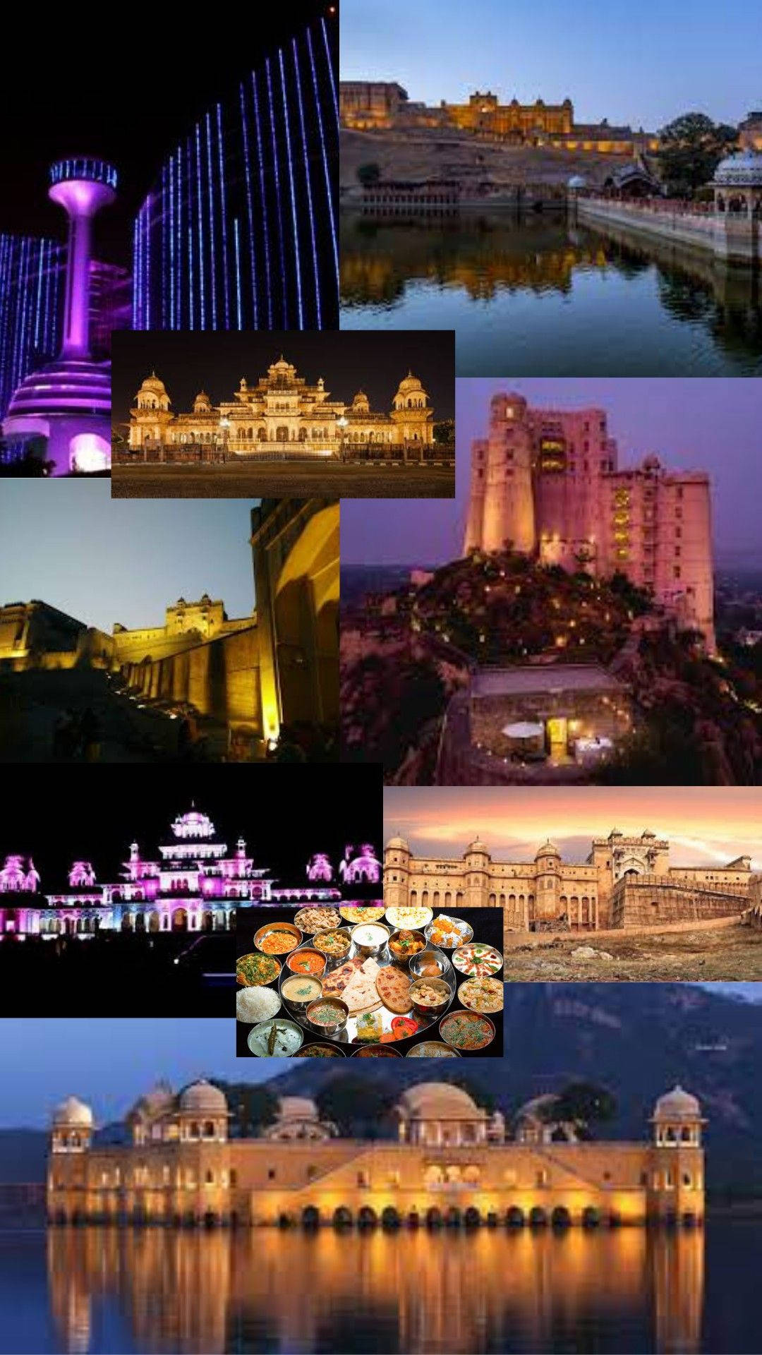 Collagedei Luoghi Turistici Di Jaipur Sfondo