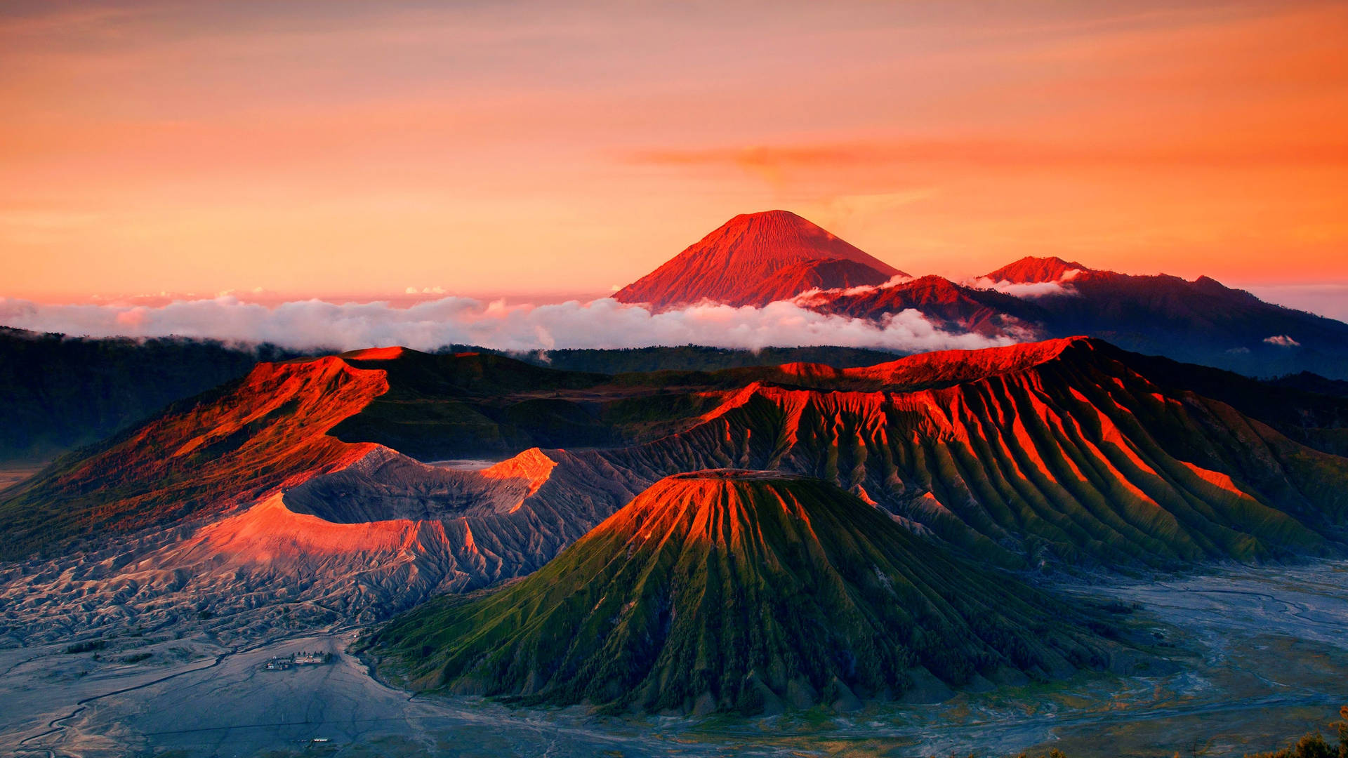 "Stunning View of Jakarta with Mount Bromo in the Background" Wallpaper