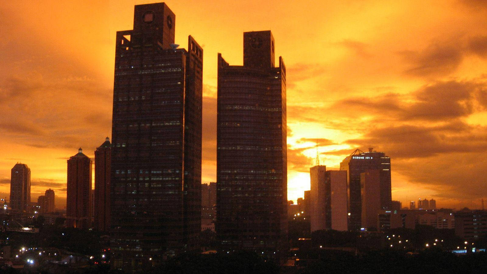 Jakarta Sunset Bybillede Wallpaper