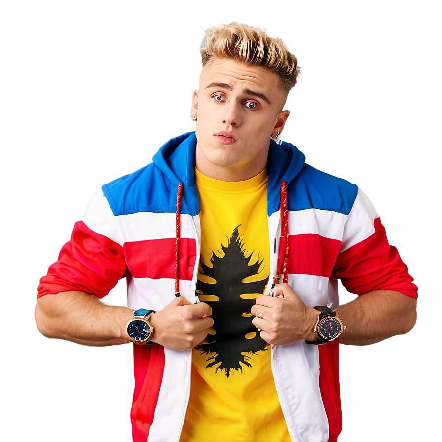 Jake Paul Colorful Jacket Pose PNG