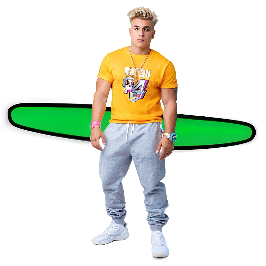 Jake Paul Standing With Green Hoverboard PNG