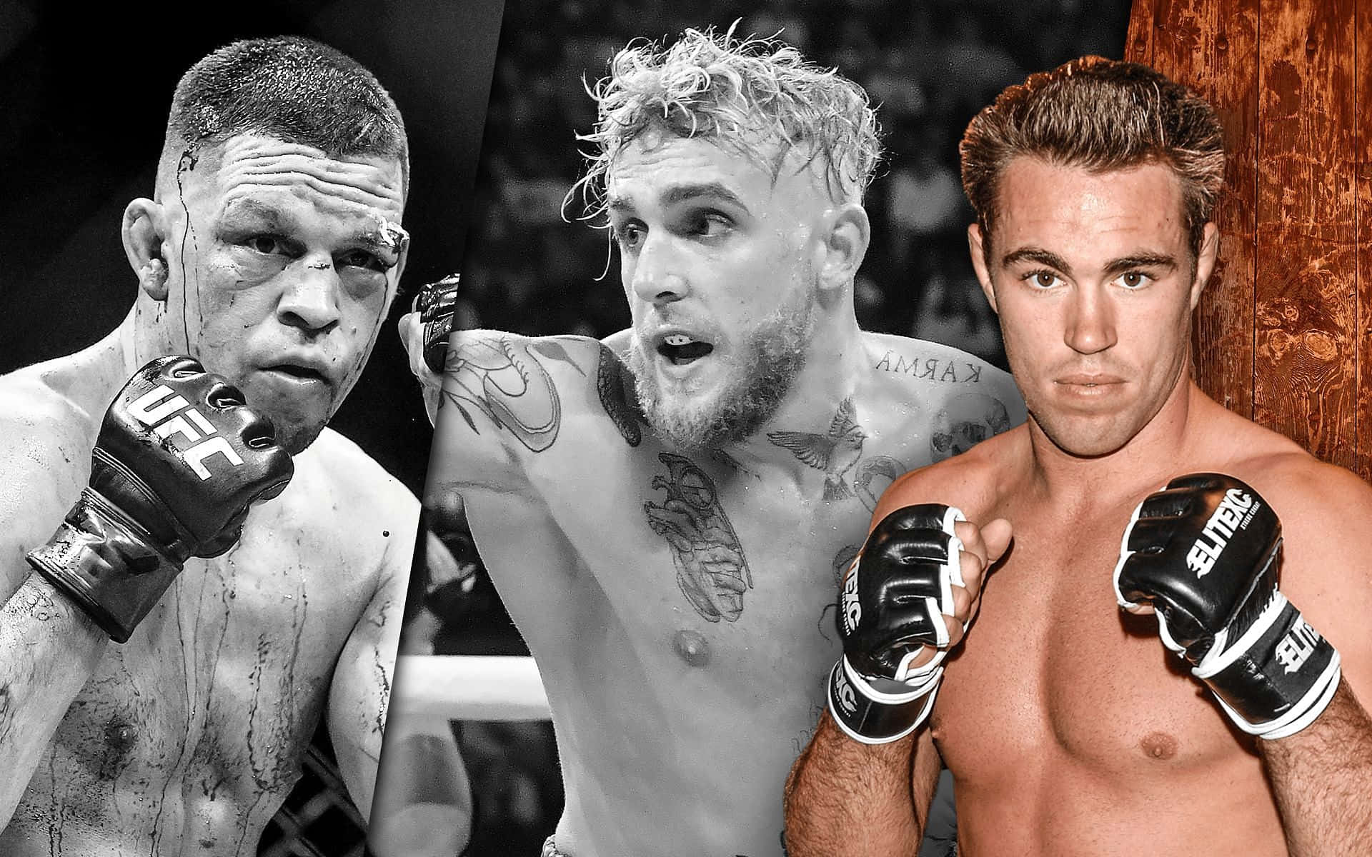 Jake Shields With Jake Paul And Nate Diaz Wallpaper