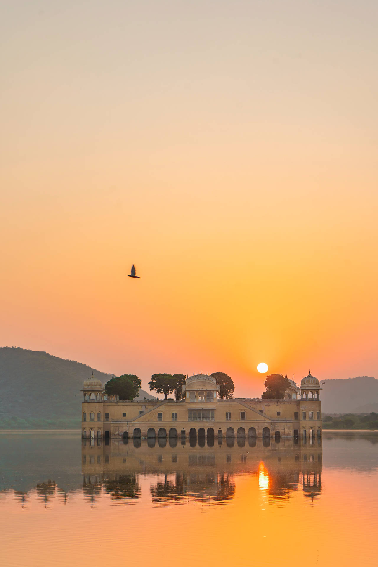 Jalmahal Em Jaipur Durante O Pôr Do Sol. Papel de Parede