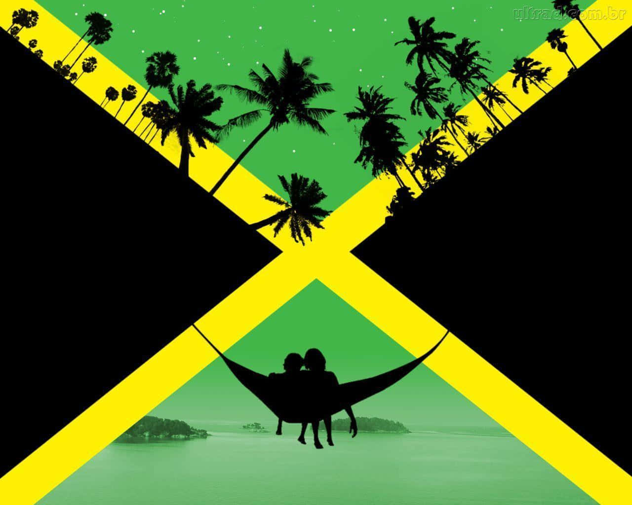 Jamaica Flag Hammock Silhouette Wallpaper