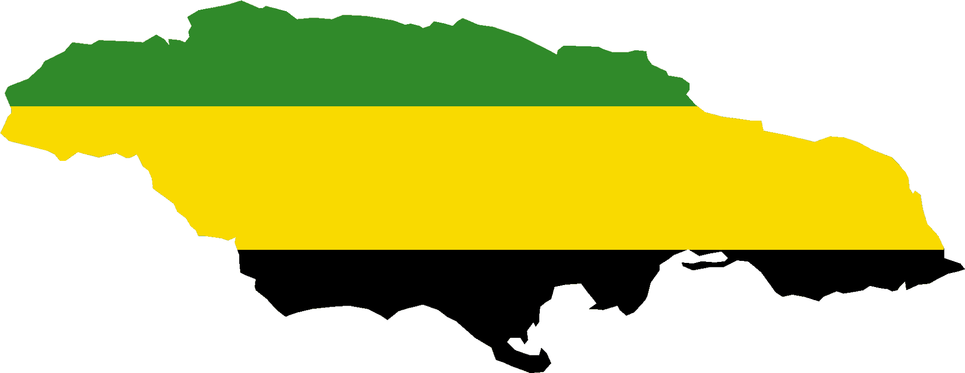 Jamaica Map Silhouette Green Yellow Black PNG