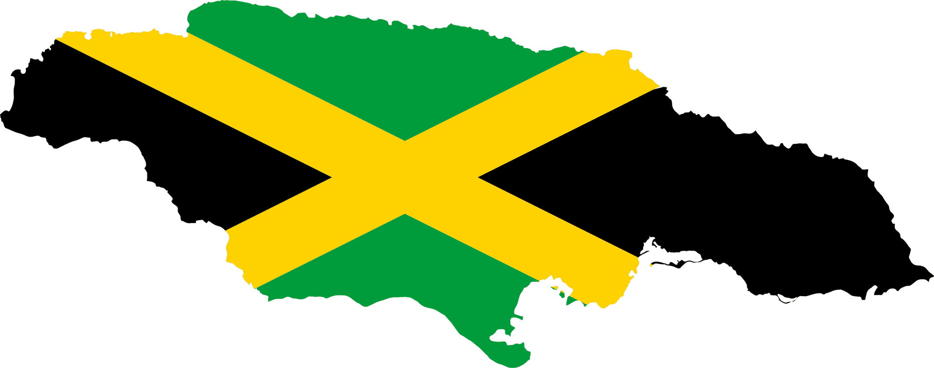 Jamaica Mapwith Flag PNG