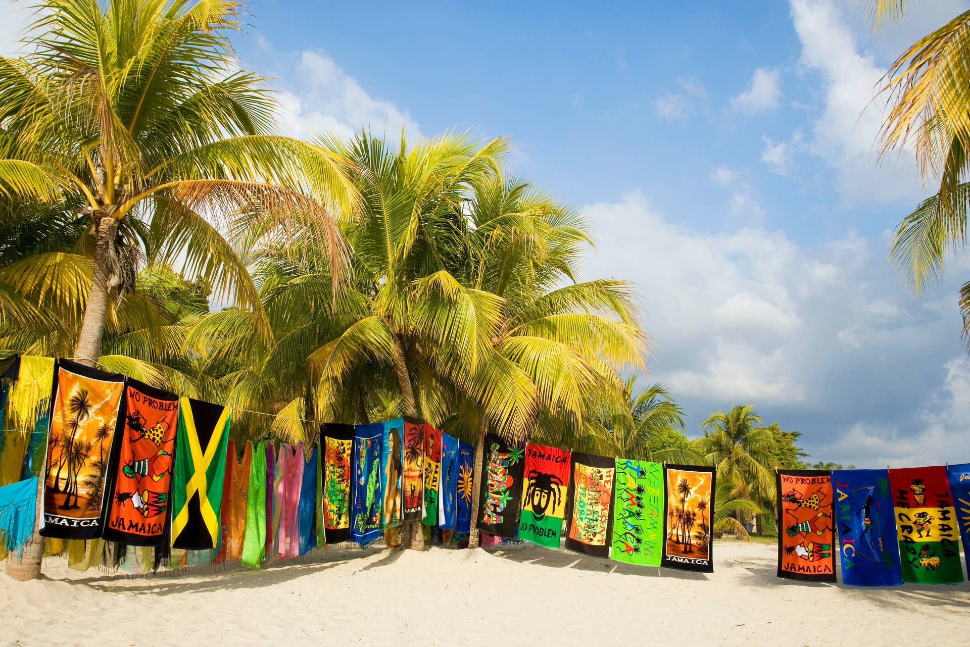 Jamaica Negril håndklæder og palmer. Wallpaper
